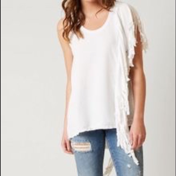 gimmicks by BKE Tops - Gimmicks by BKE White fringe knit tunic tank XS